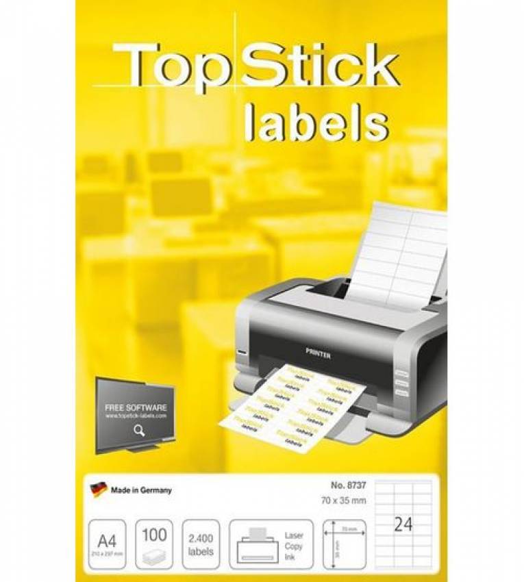 Étiquettes adhésives blanches - 70 x 35 mm : TOP STICK Lot de 2400